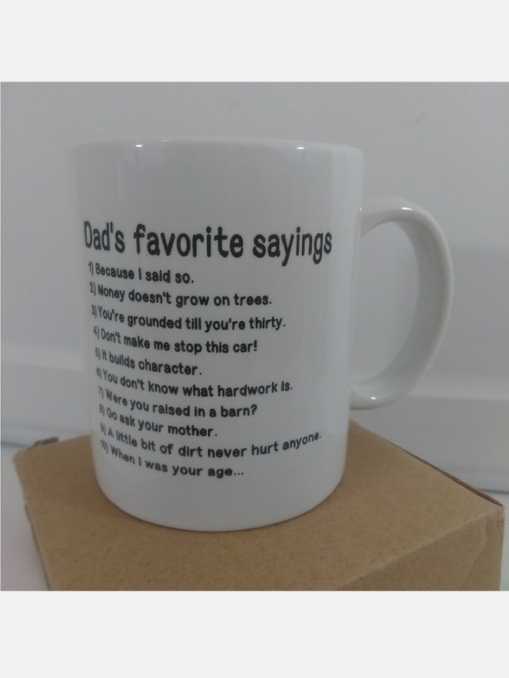 Dads Favorite Sayings Mug Coffee Cup Drinking Glass Gift Funny Father Present